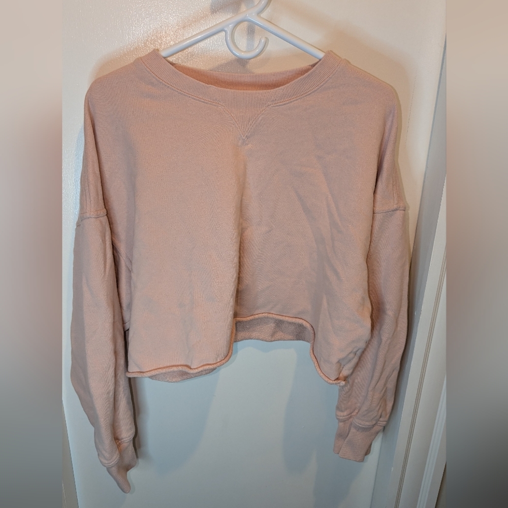OFFLINE Aerie Throw-Back Crop Crewneck Ballet Dusty Pink Sweatshirt - size L